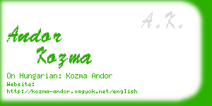 andor kozma business card